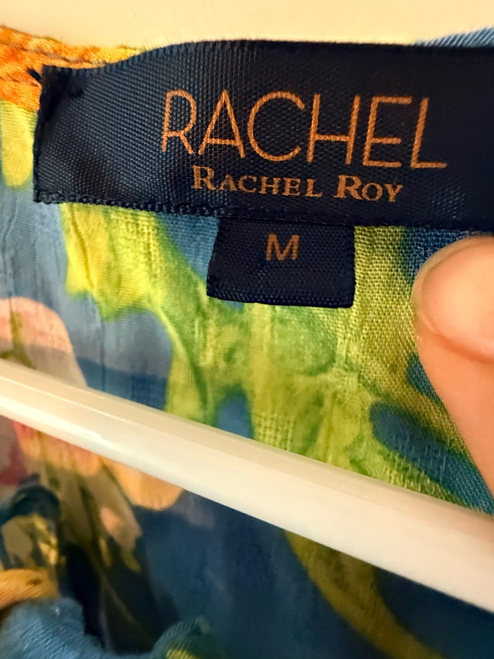 RACHEL Rachel Roy Blue Floral Peasant Blouse with Tie Neck - Picture 6 of 7